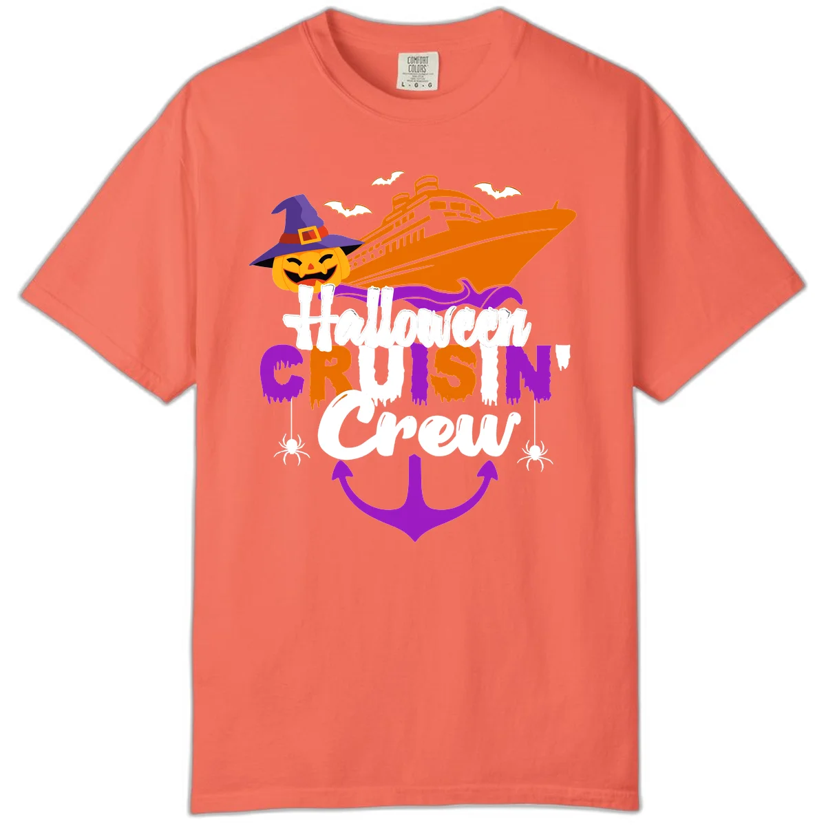 Halloween Cruise In Crew Comfort Color in Bright Salmon