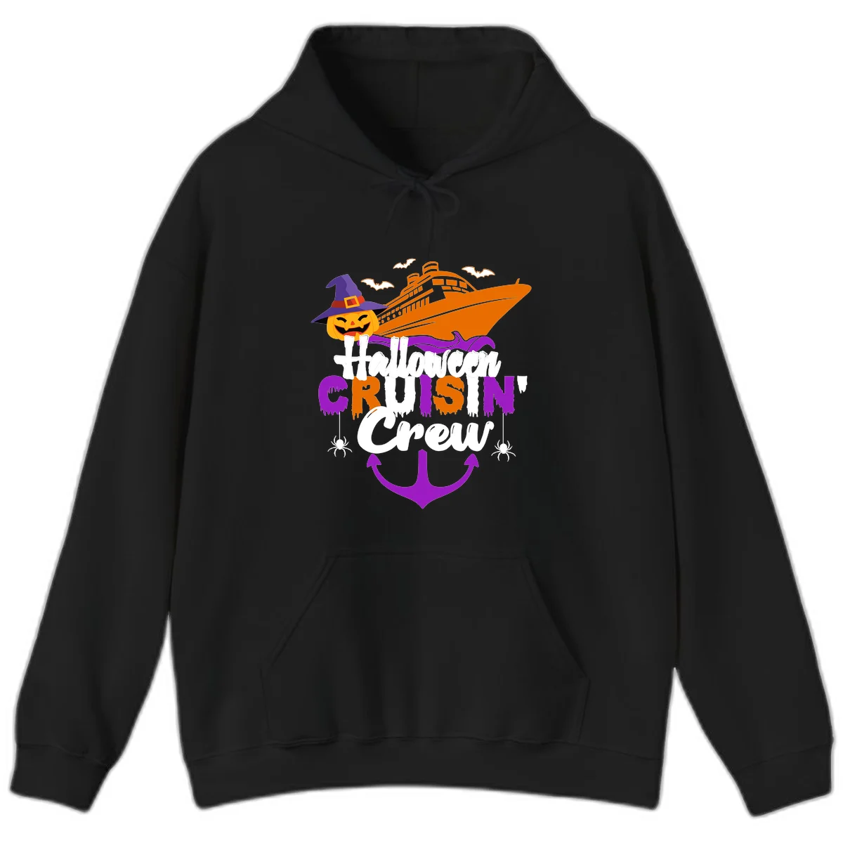 Halloween Cruise In Crew Hoodie in Black