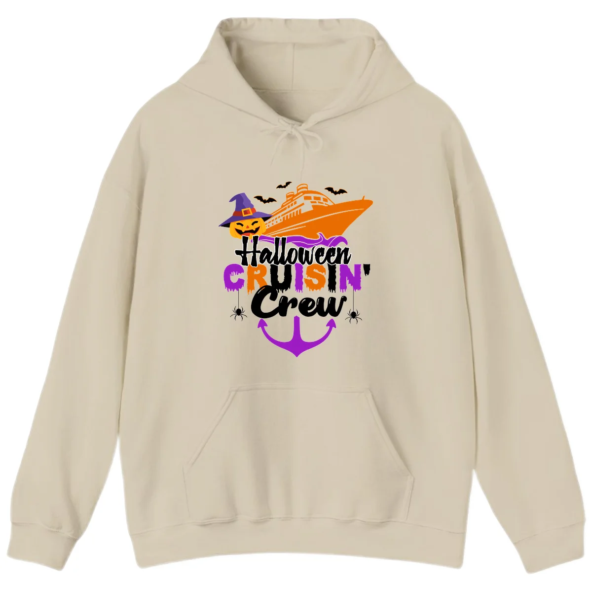 Halloween Cruise In Crew Hoodie in Sand