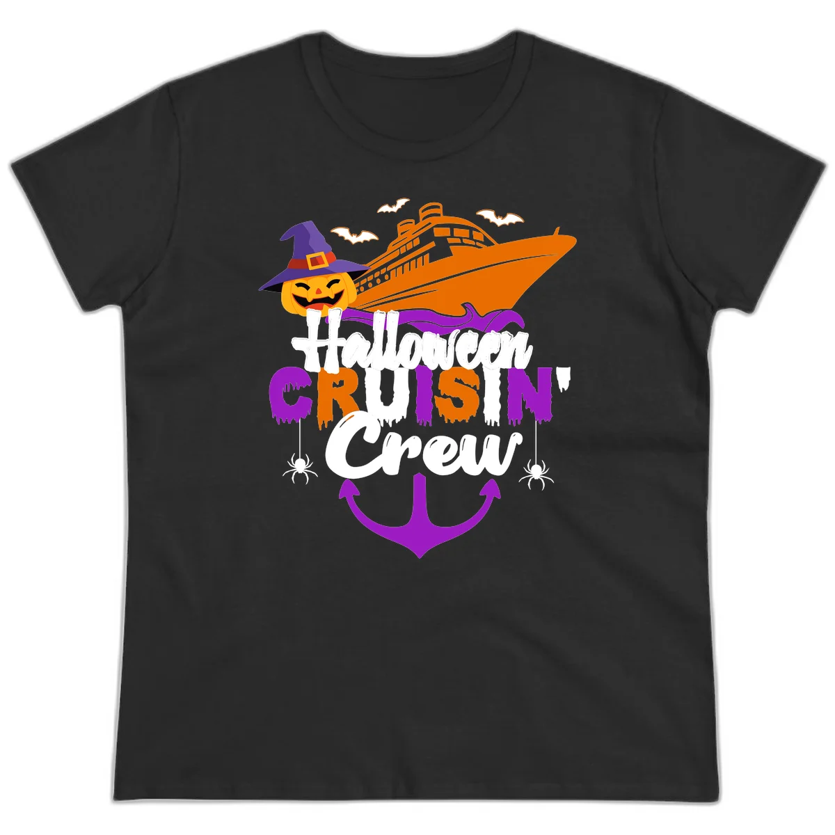 Halloween Cruise In Crew Ladies Tee in Black