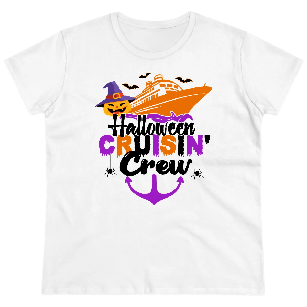 Halloween Cruise In Crew Ladies Tee in White