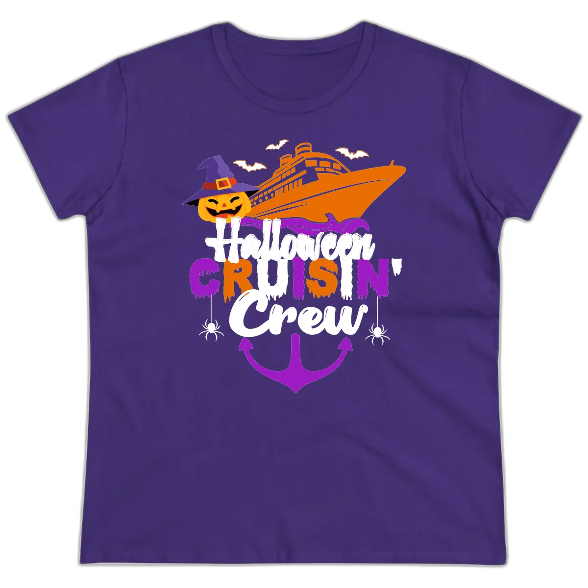 Halloween Cruise In Crew Ladies Tee in Purple