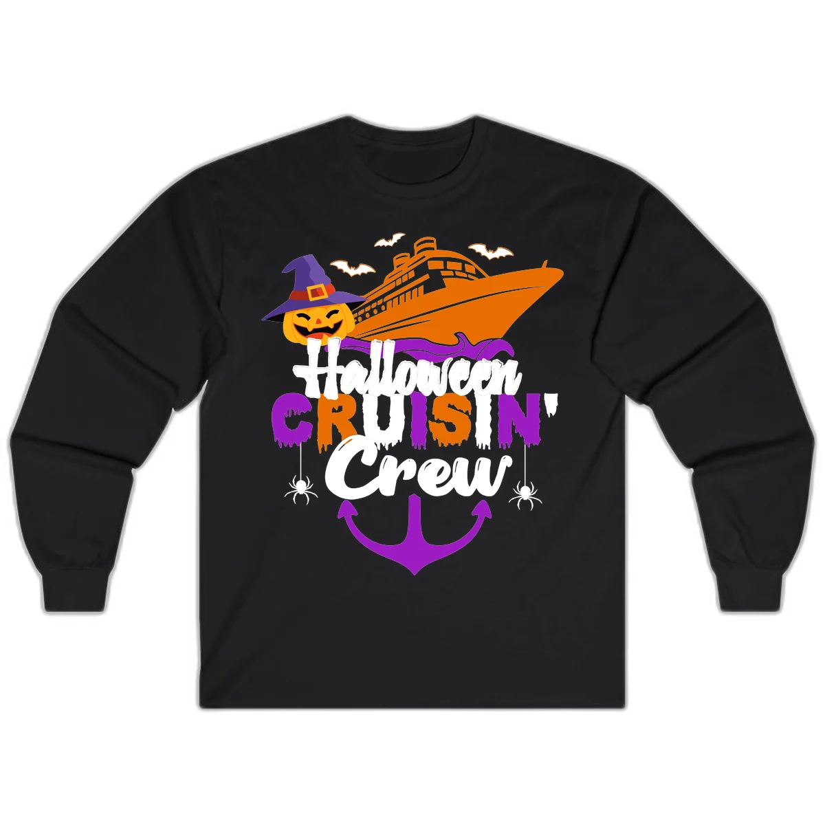Halloween Cruise In Crew Long Sleeve in Black