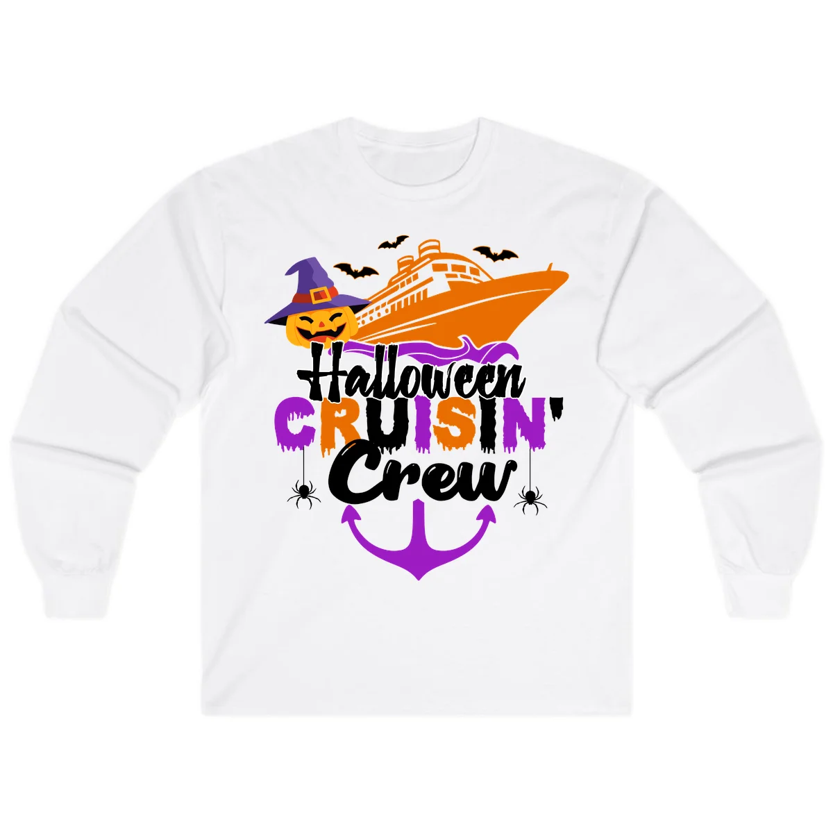 Halloween Cruise In Crew Long Sleeve in White