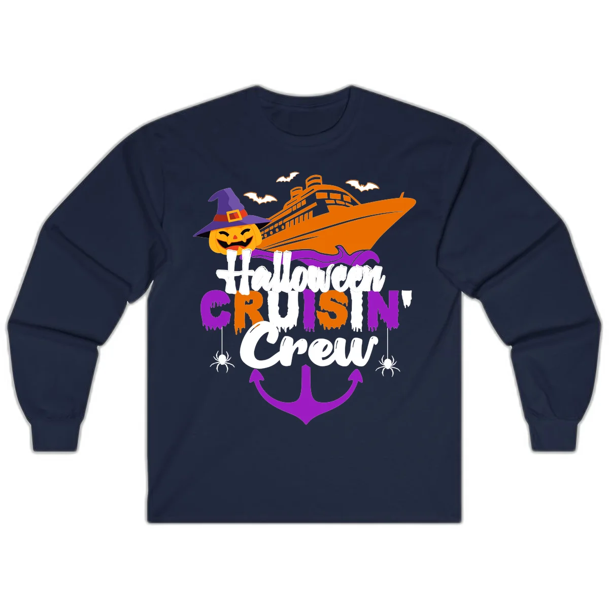Halloween Cruise In Crew Long Sleeve in Navy