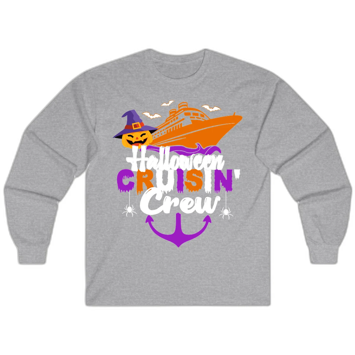 Halloween Cruise In Crew Long Sleeve in Sport Grey