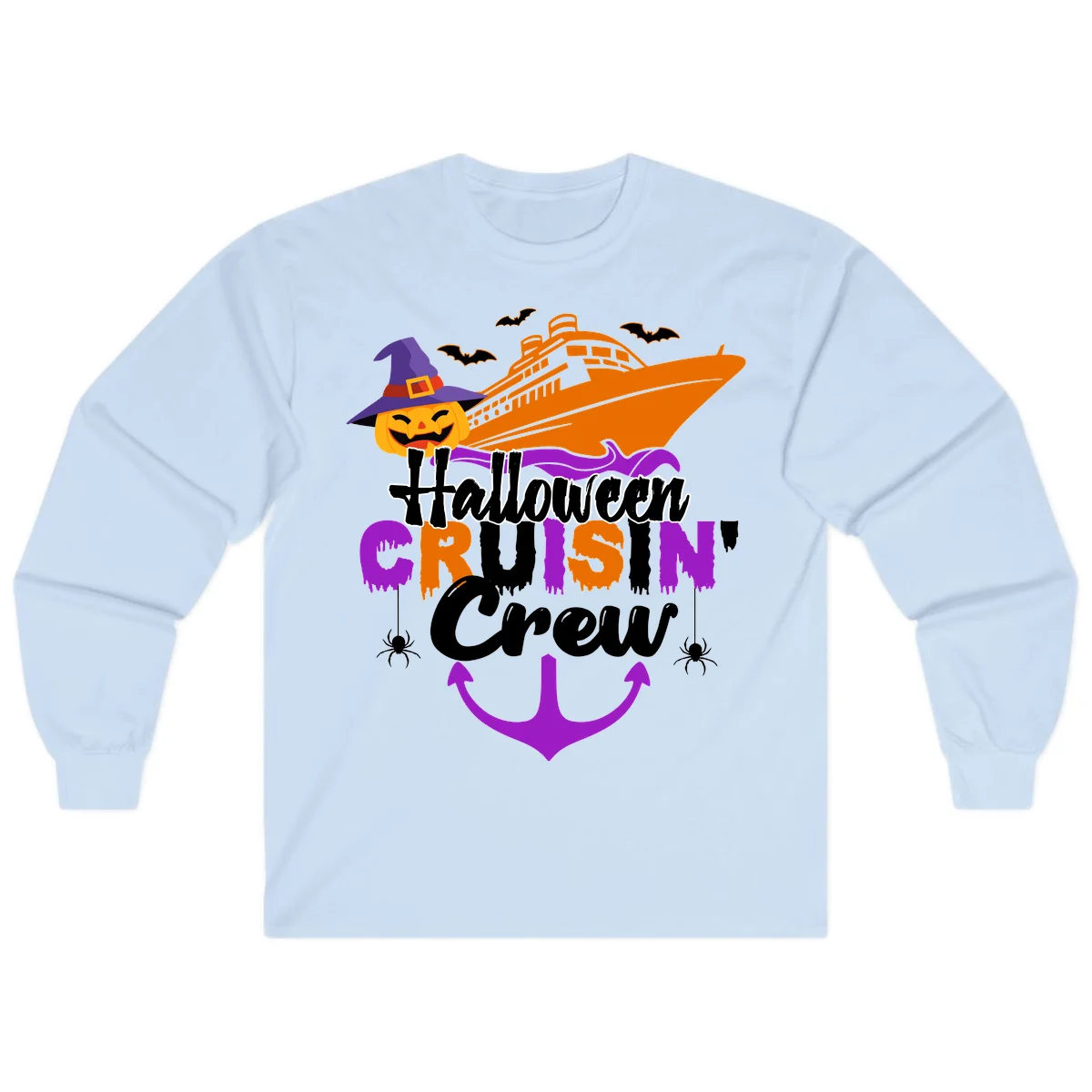 Halloween Cruise In Crew Long Sleeve in Light Blue