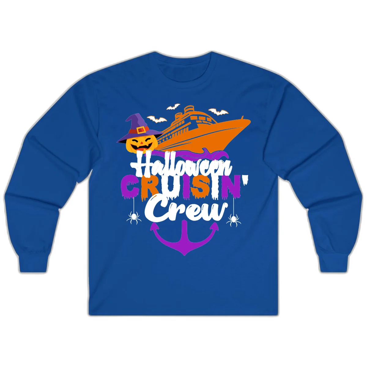 Halloween Cruise In Crew Long Sleeve in Royal