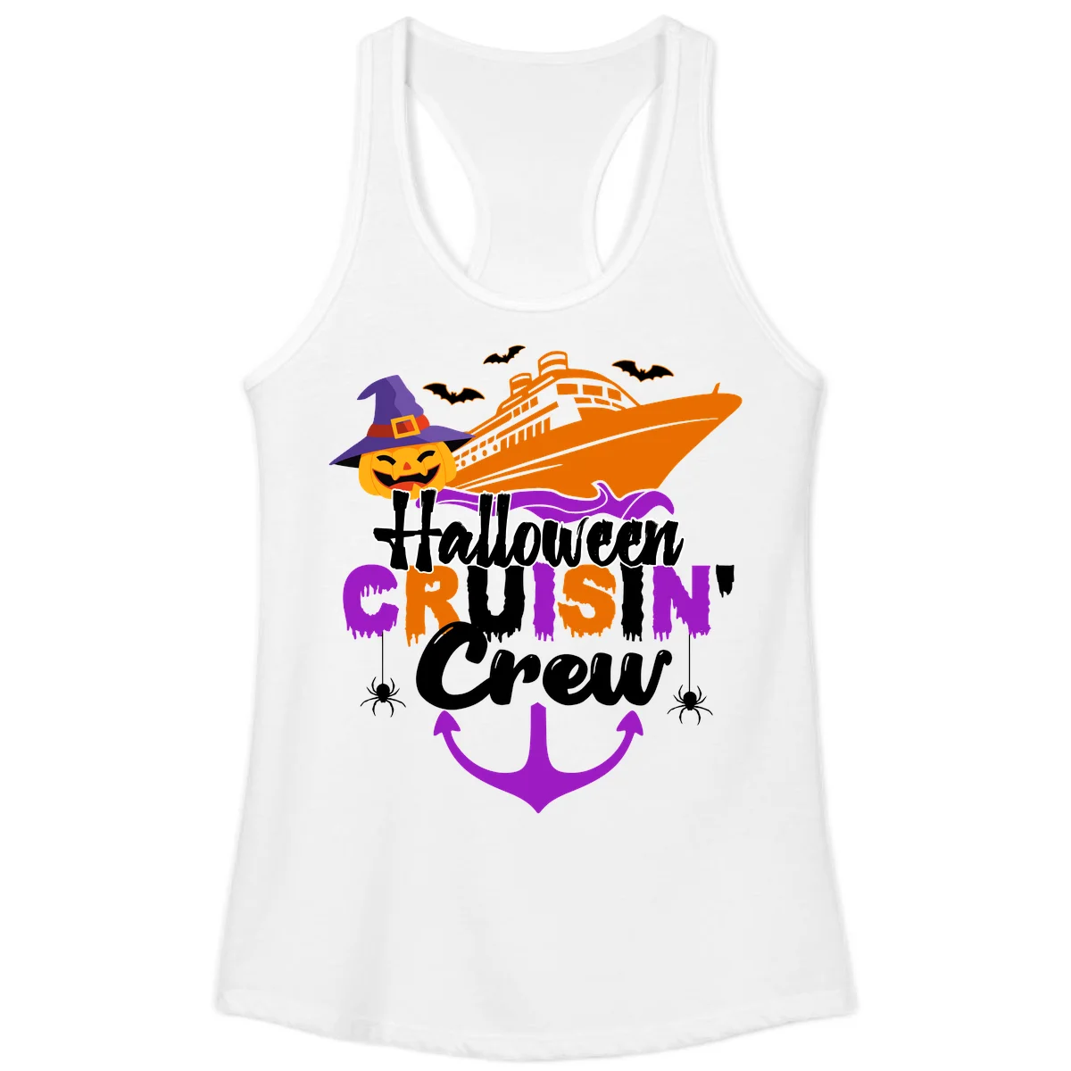 Halloween Cruise In Crew Ladies Tank in White