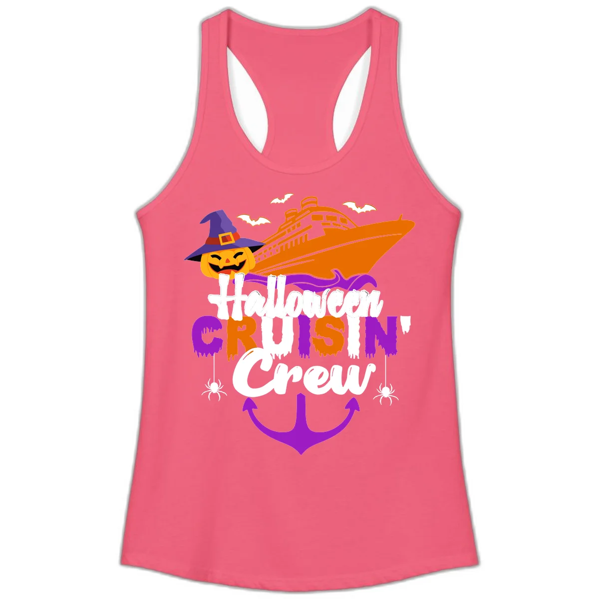 Halloween Cruise In Crew Ladies Tank in Hot Pink
