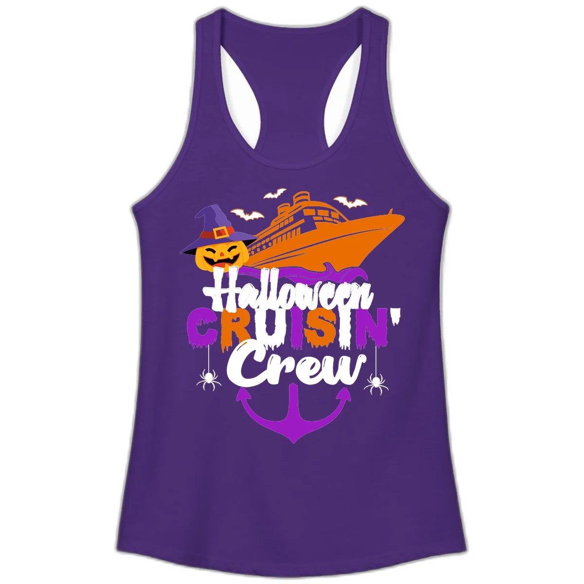 Halloween Cruise In Crew Ladies Tank in Solid Purple Rush