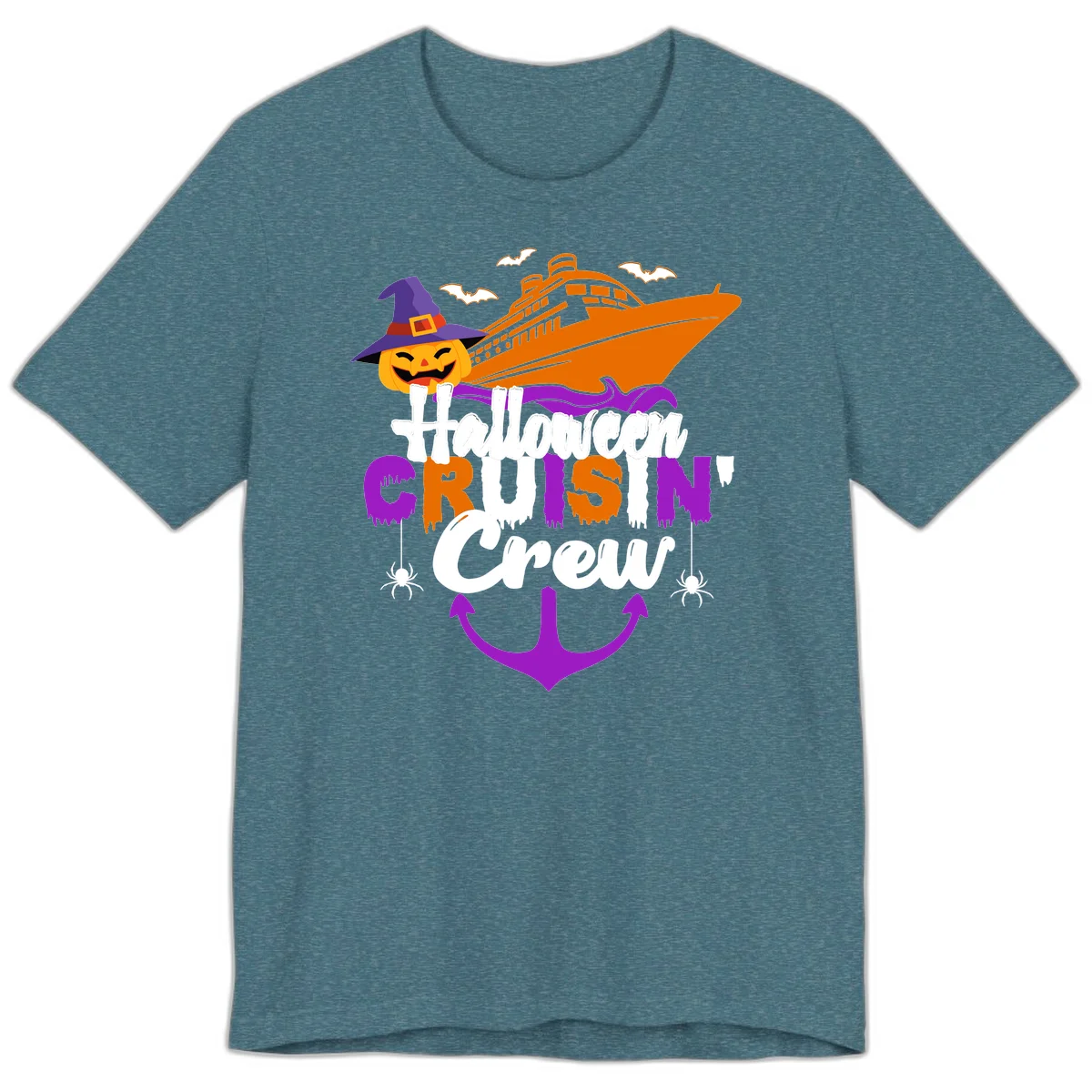Halloween Cruise In Crew Premium T-Shirt in Heather Deep Teal