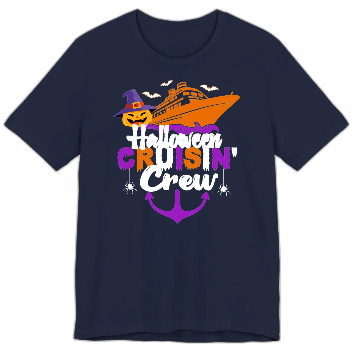 Halloween Cruise In Crew Premium T-Shirt in Navy