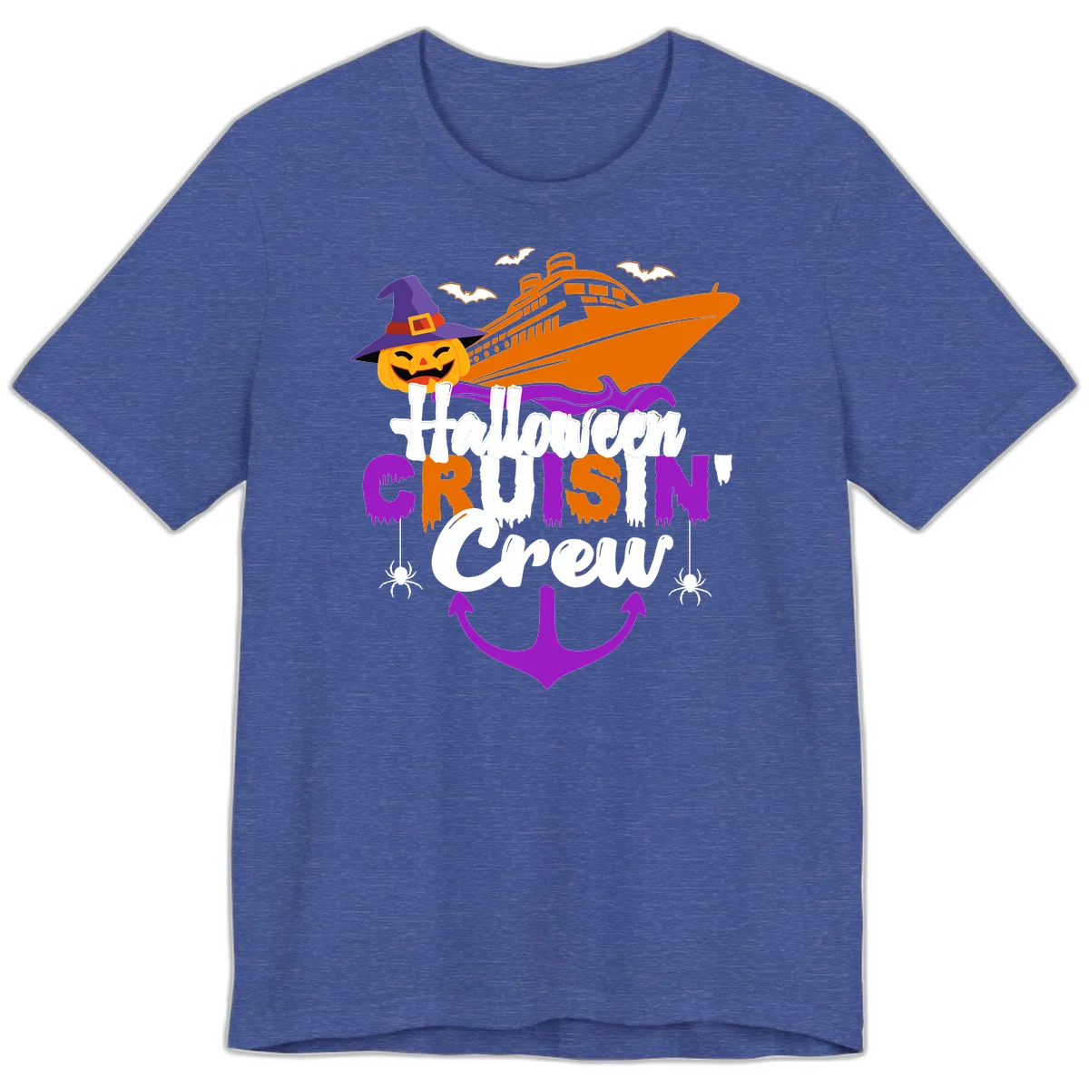 Halloween Cruise In Crew Premium T-Shirt in Heather True Royal