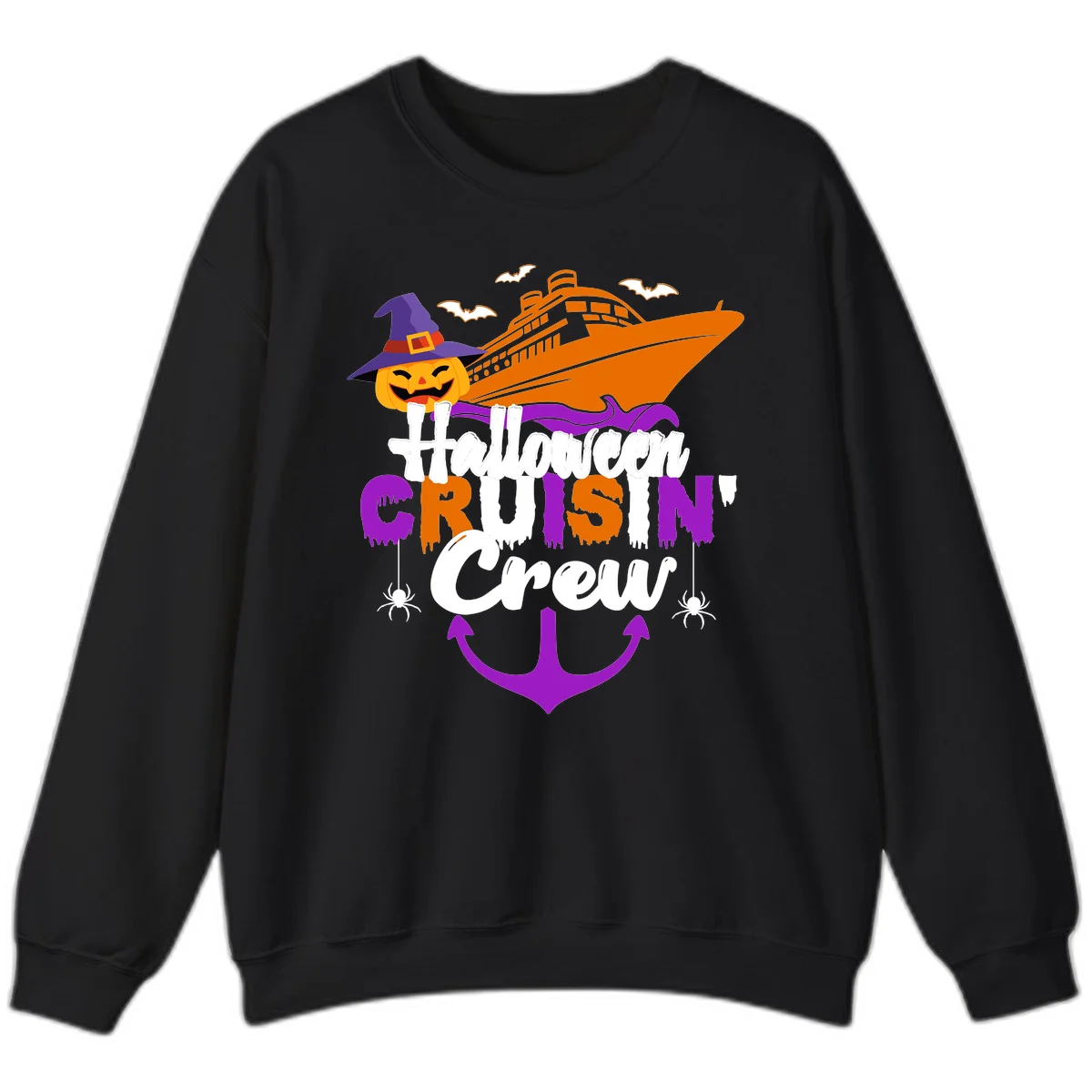 Halloween Cruise In Crew Sweatshirt in Black