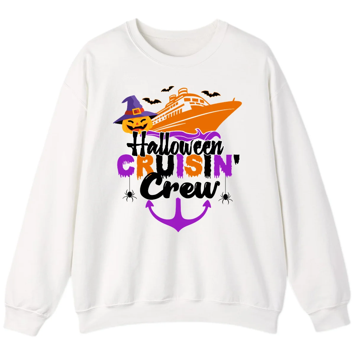 Halloween Cruise In Crew Sweatshirt in White