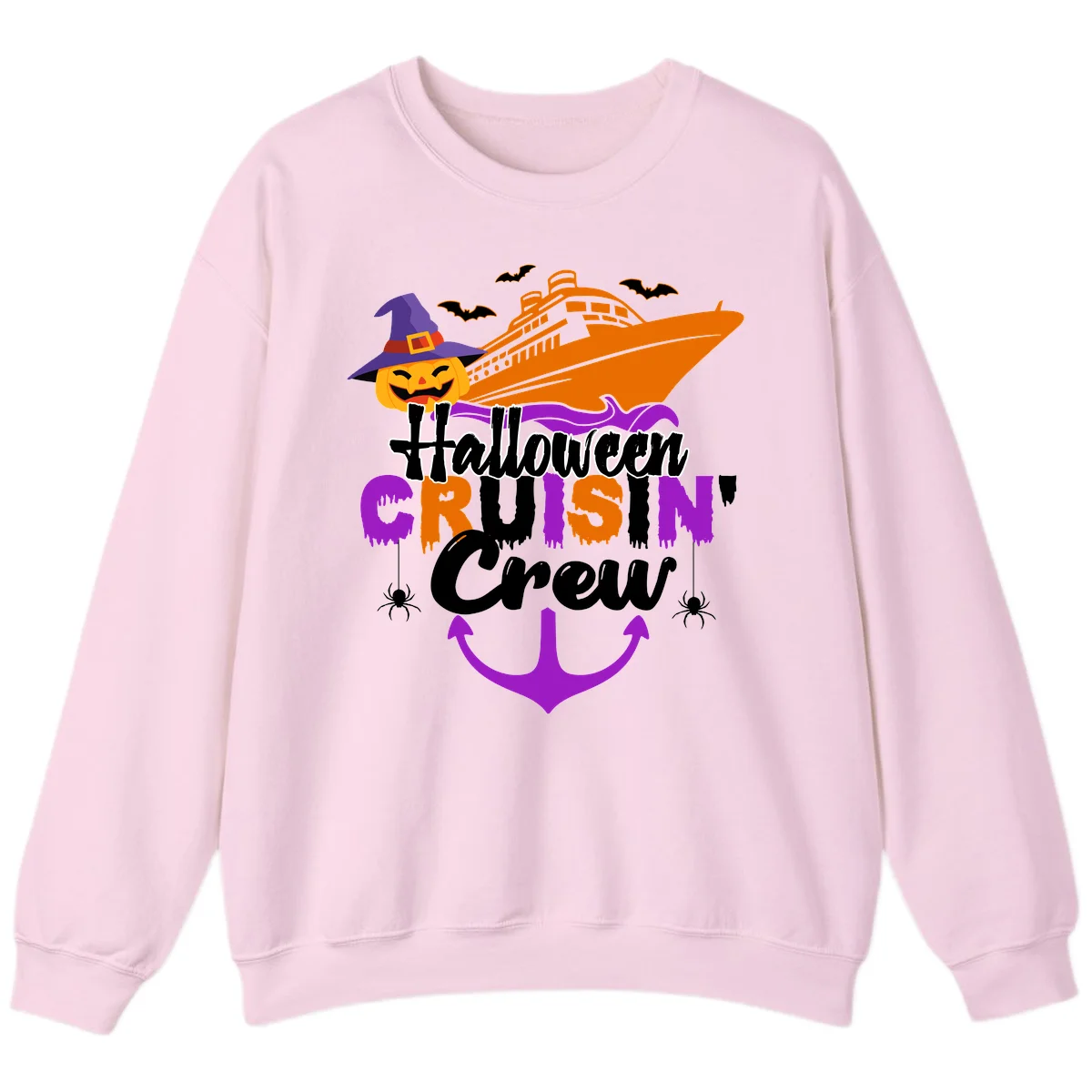 Halloween Cruise In Crew Sweatshirt in Light Pink