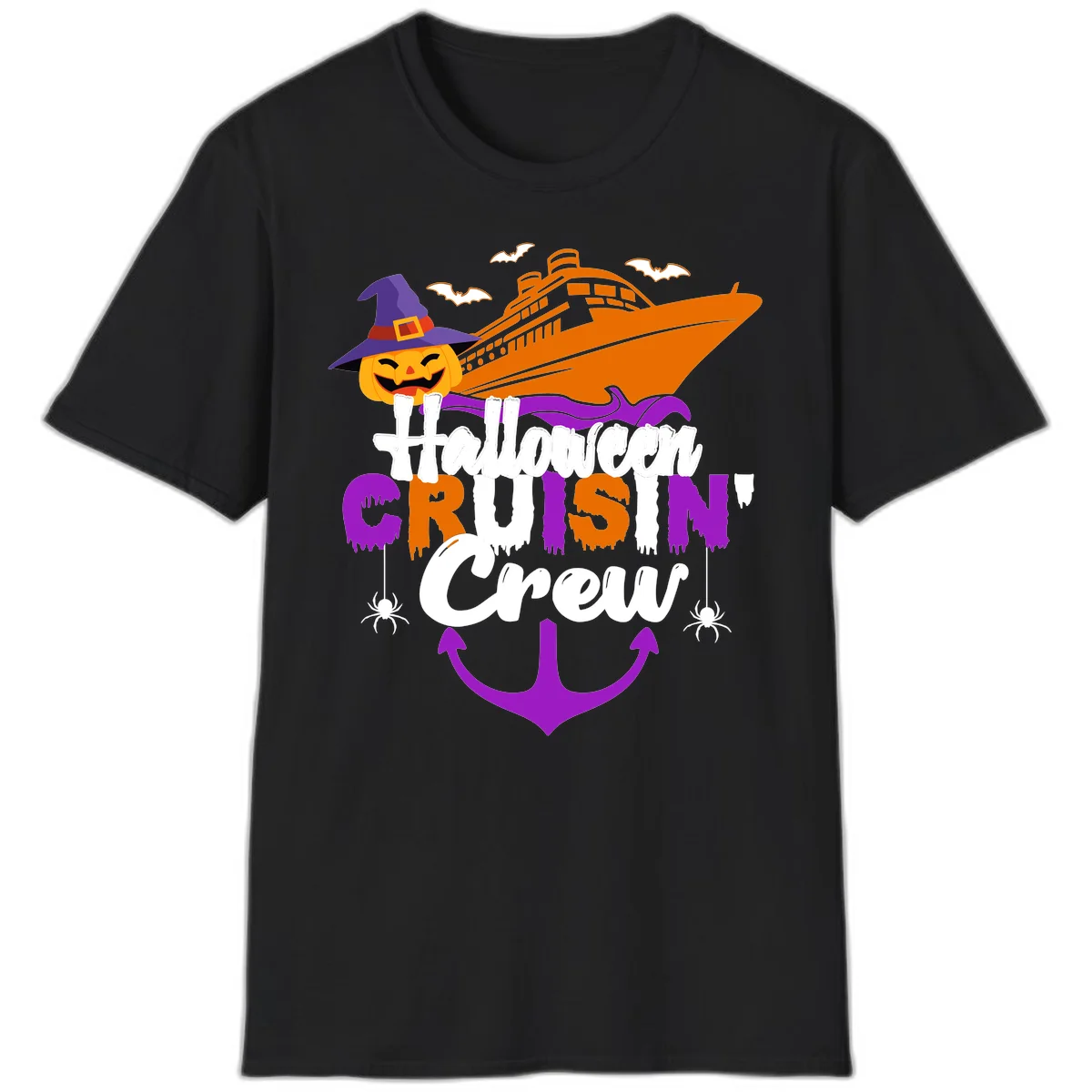 Halloween Cruise In Crew T-Shirt in Black