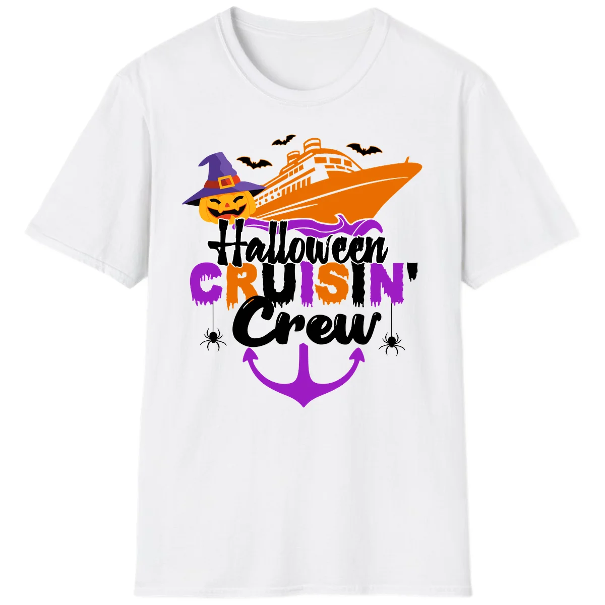 Halloween Cruise In Crew T-Shirt in White