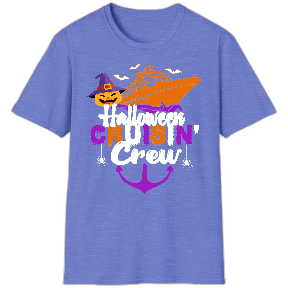 Halloween Cruise In Crew T-Shirt in Heather Royal