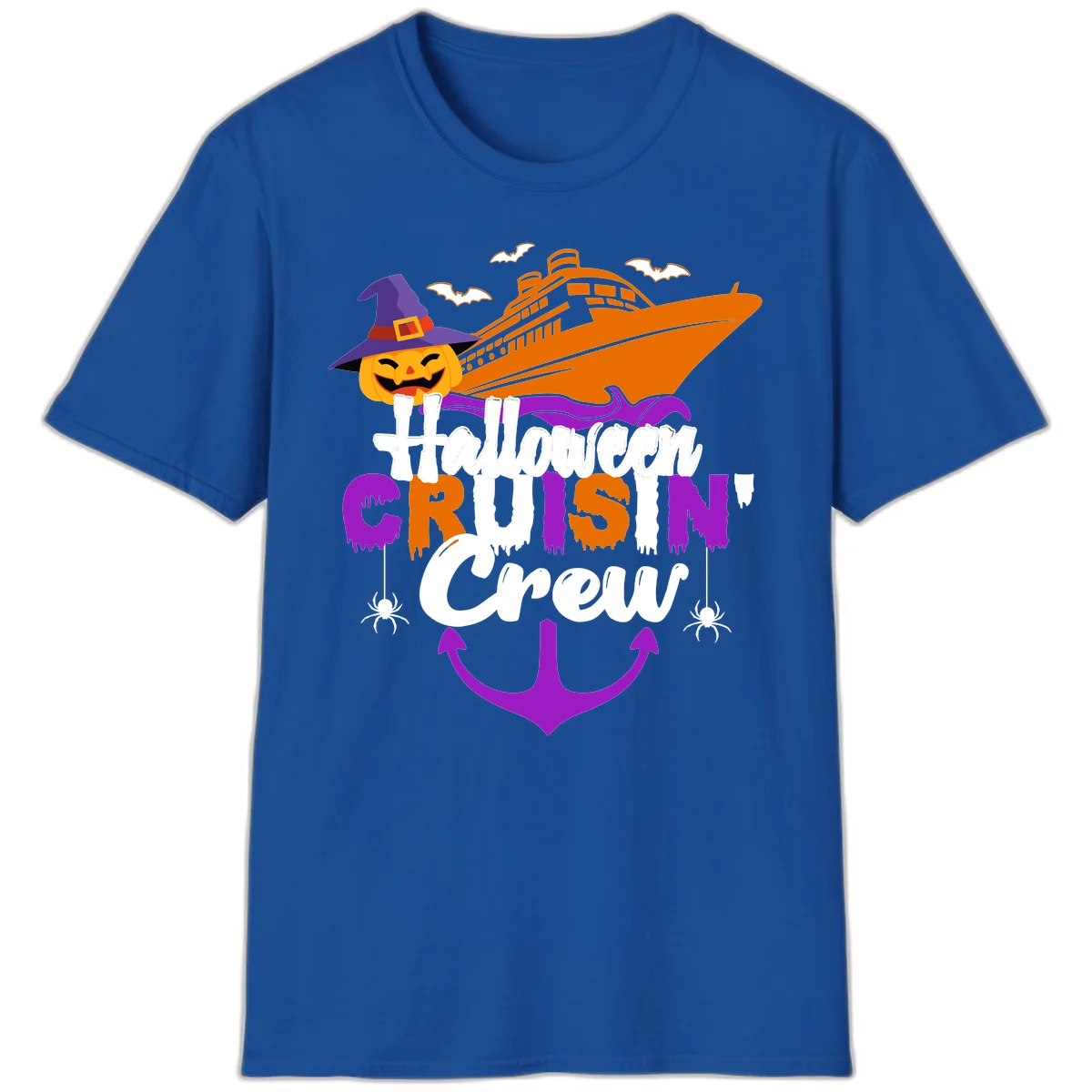 Halloween Cruise In Crew T-Shirt in Royal