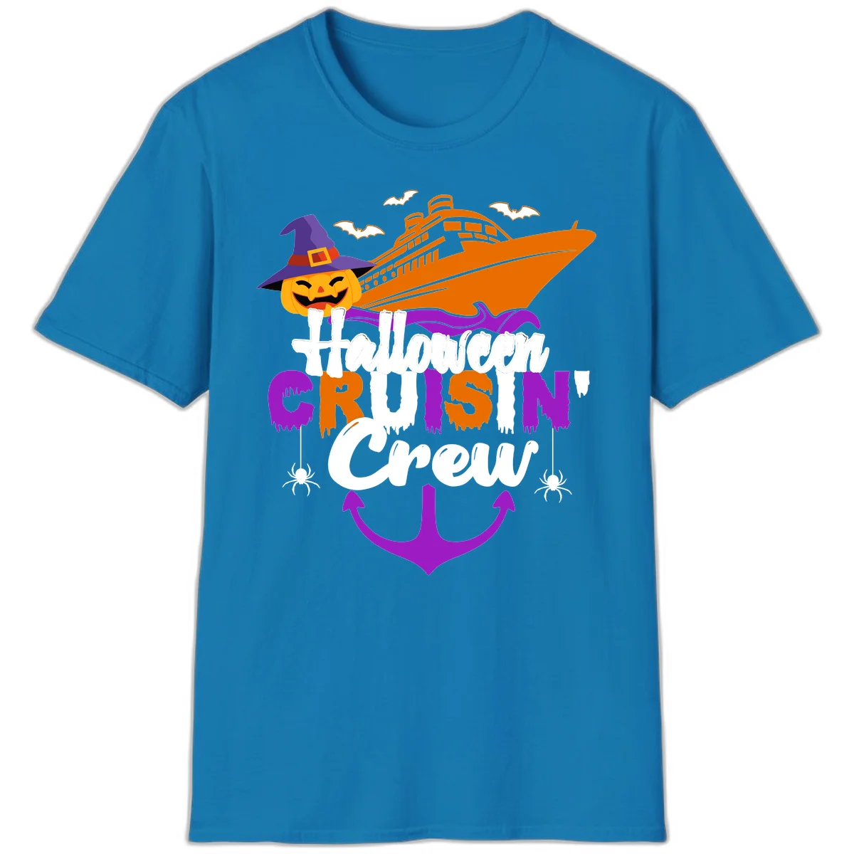 Halloween Cruise In Crew T-Shirt in Sapphire