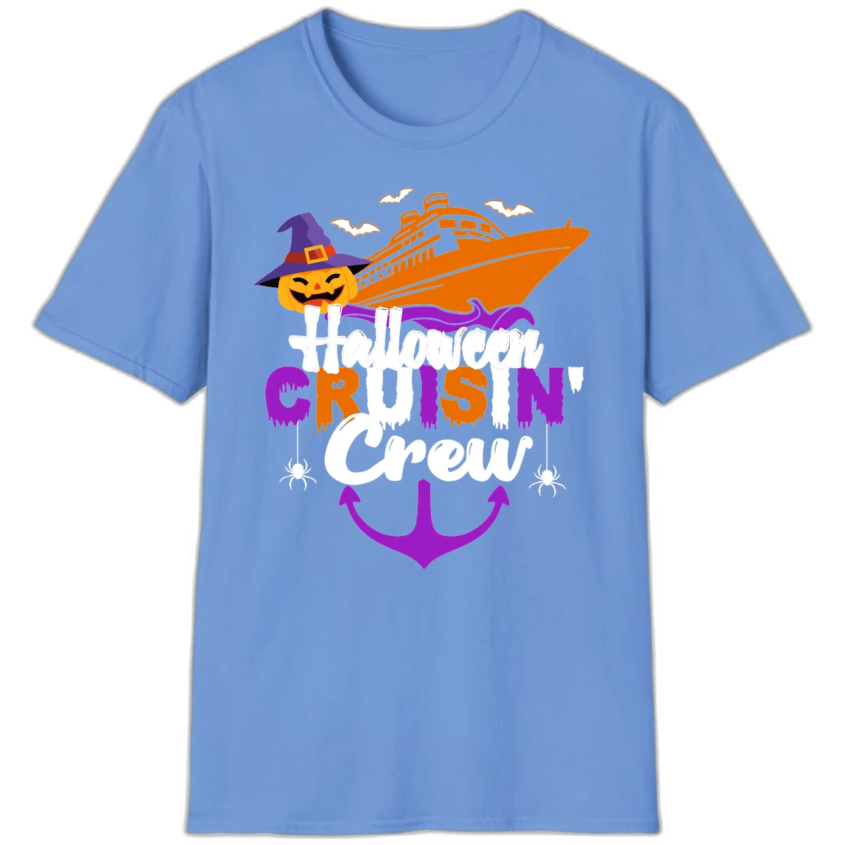Halloween Cruise In Crew T-Shirt in Carolina Blue