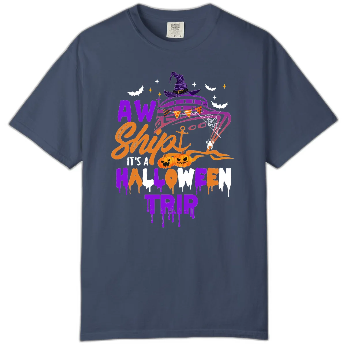 Aw Shiver Me Halloween Trip Comfort Colors Tee in Midnight