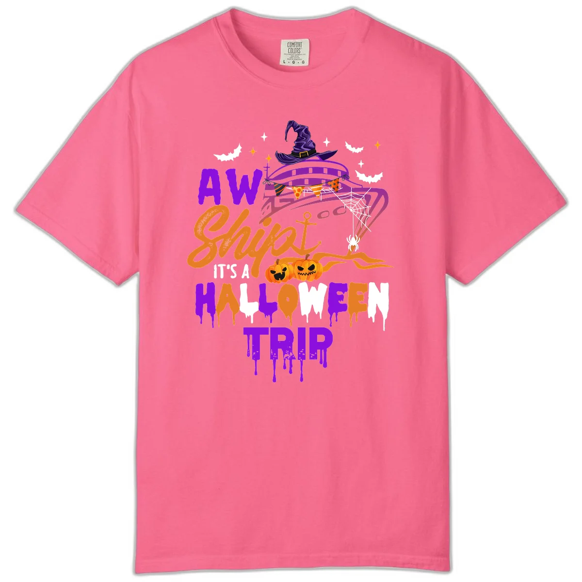 Aw Shiver Me Halloween Trip Comfort Colors Tee in Crunchberry