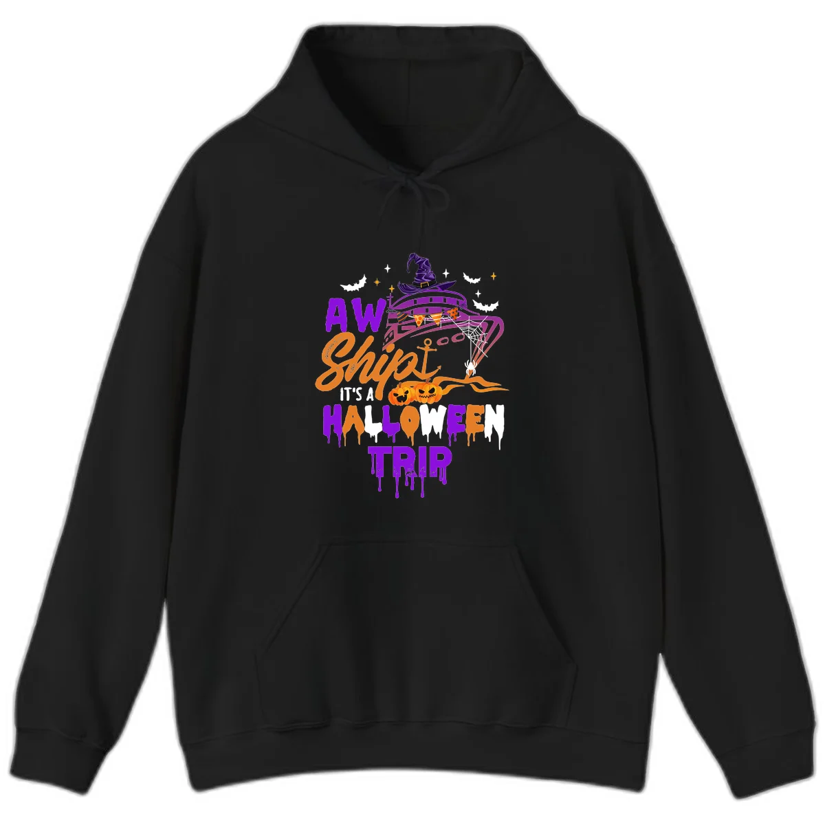 Aw Shiver Me Halloween Trip Cruise Hoodie in Black