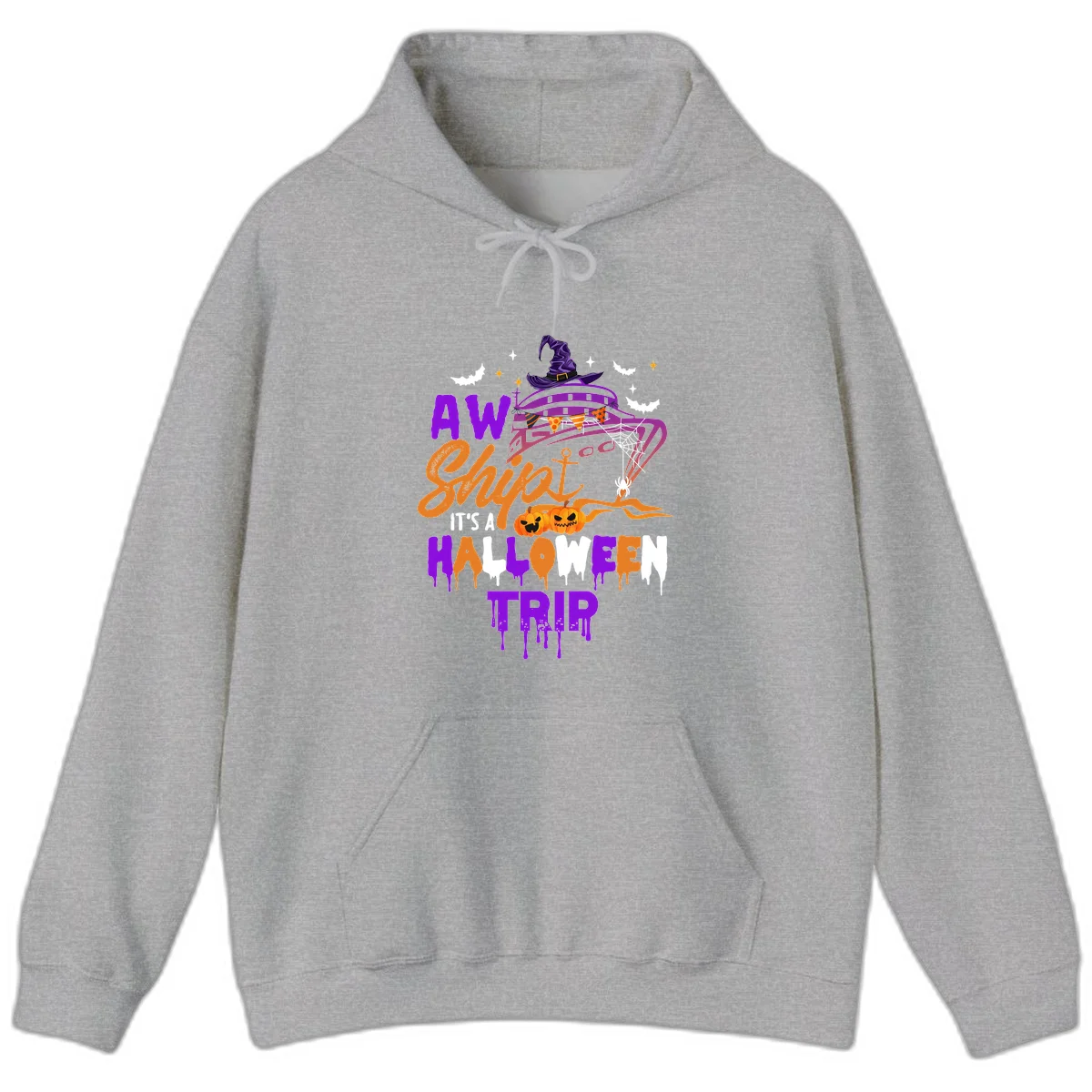 Aw Shiver Me Halloween Trip Cruise Hoodie in Sport Grey