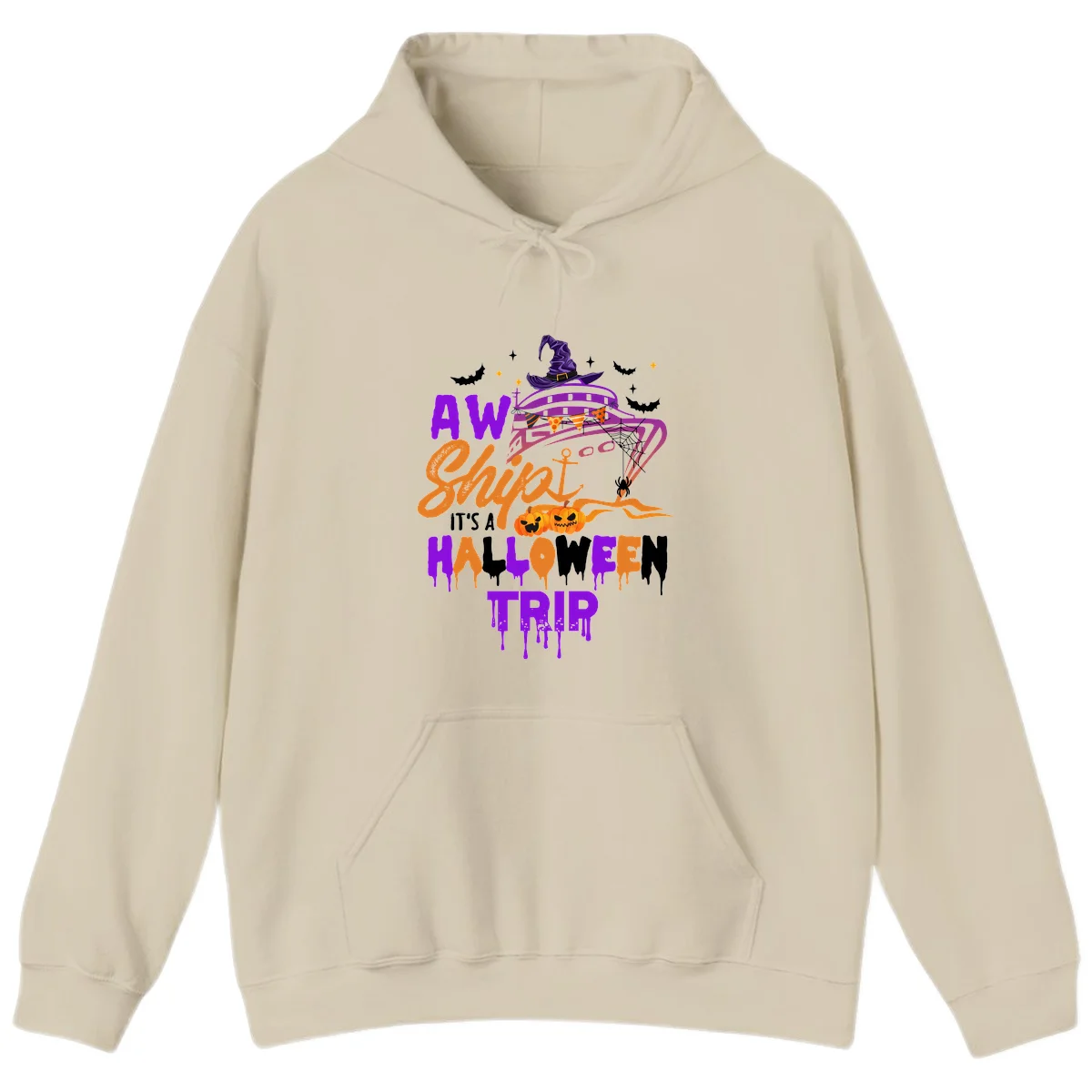 Aw Shiver Me Halloween Trip Cruise Hoodie in Sand