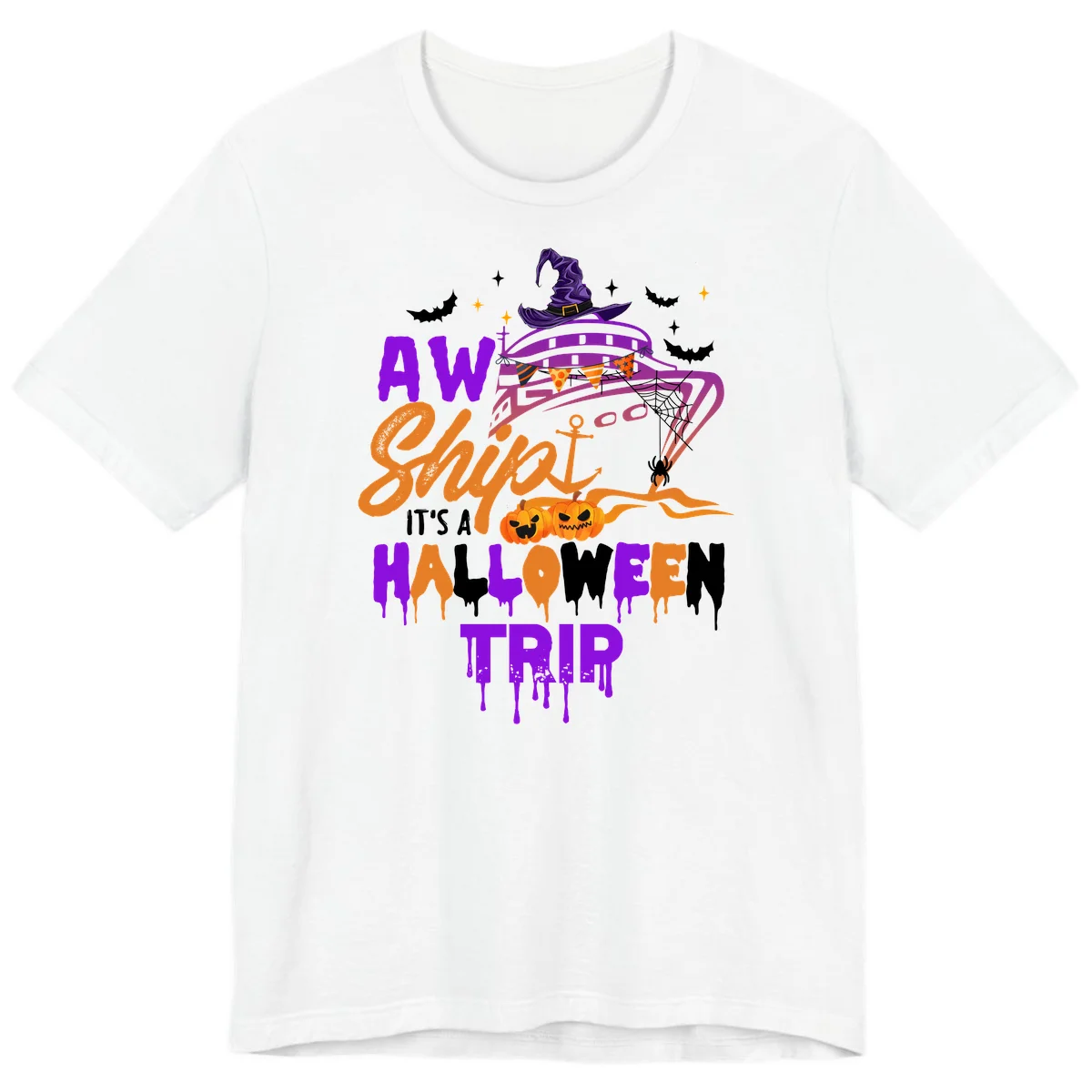 Aw Shiver Me Halloween Trip Premium Cruise Tee in White