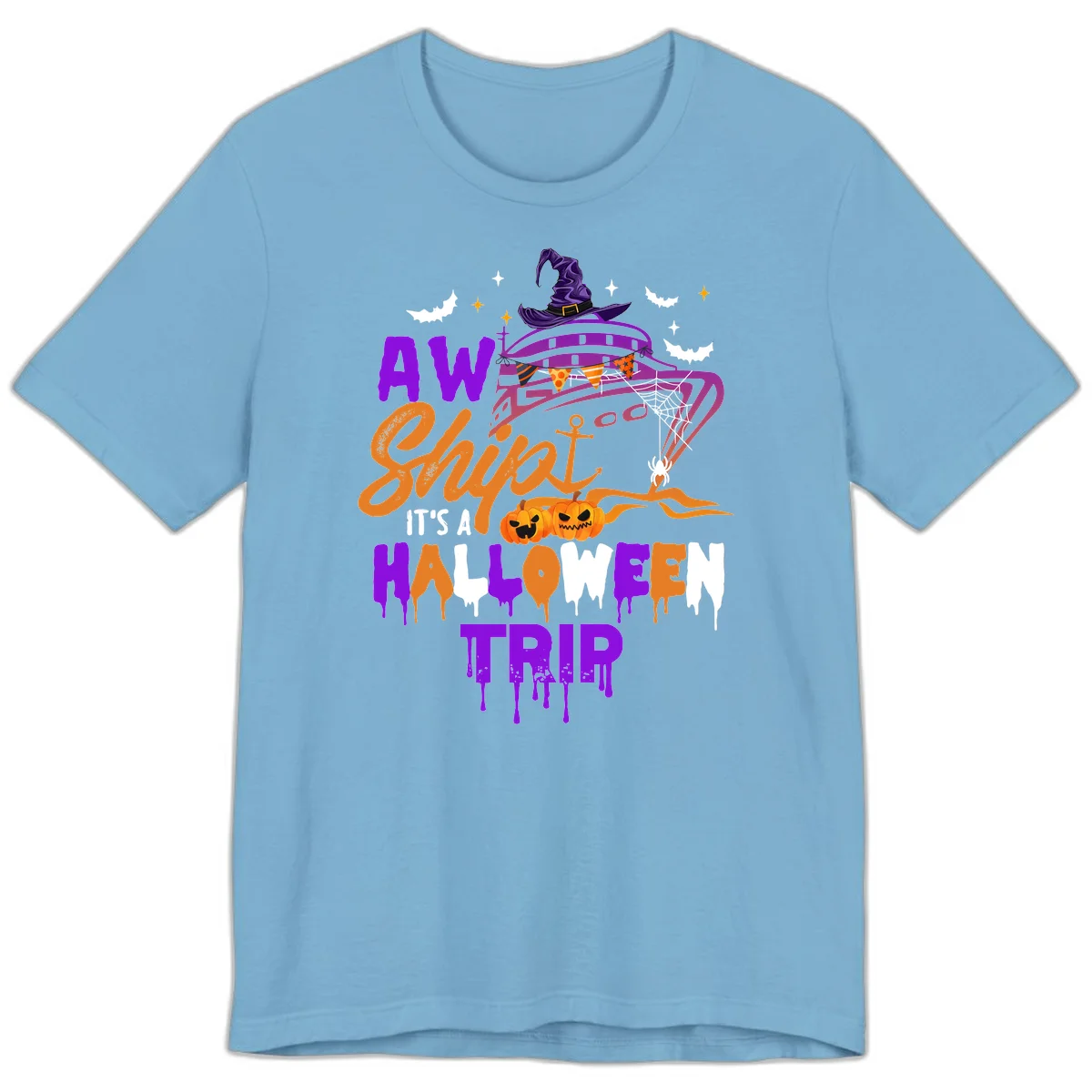 Aw Shiver Me Halloween Trip Premium Cruise Tee in Ocean Blue