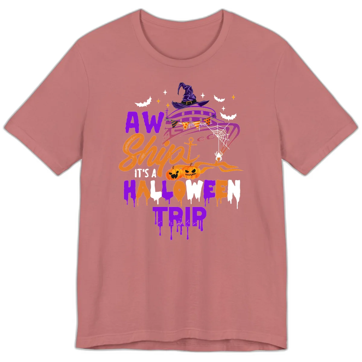 Aw Shiver Me Halloween Trip Premium Cruise Tee in Mauve