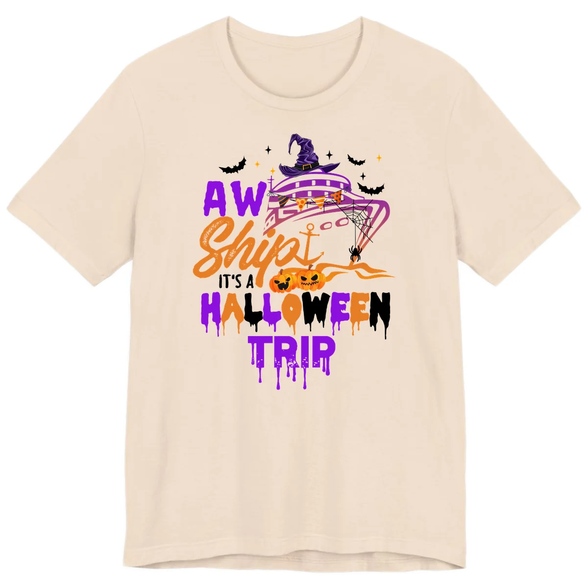 Aw Shiver Me Halloween Trip Premium Cruise Tee in Soft Cream