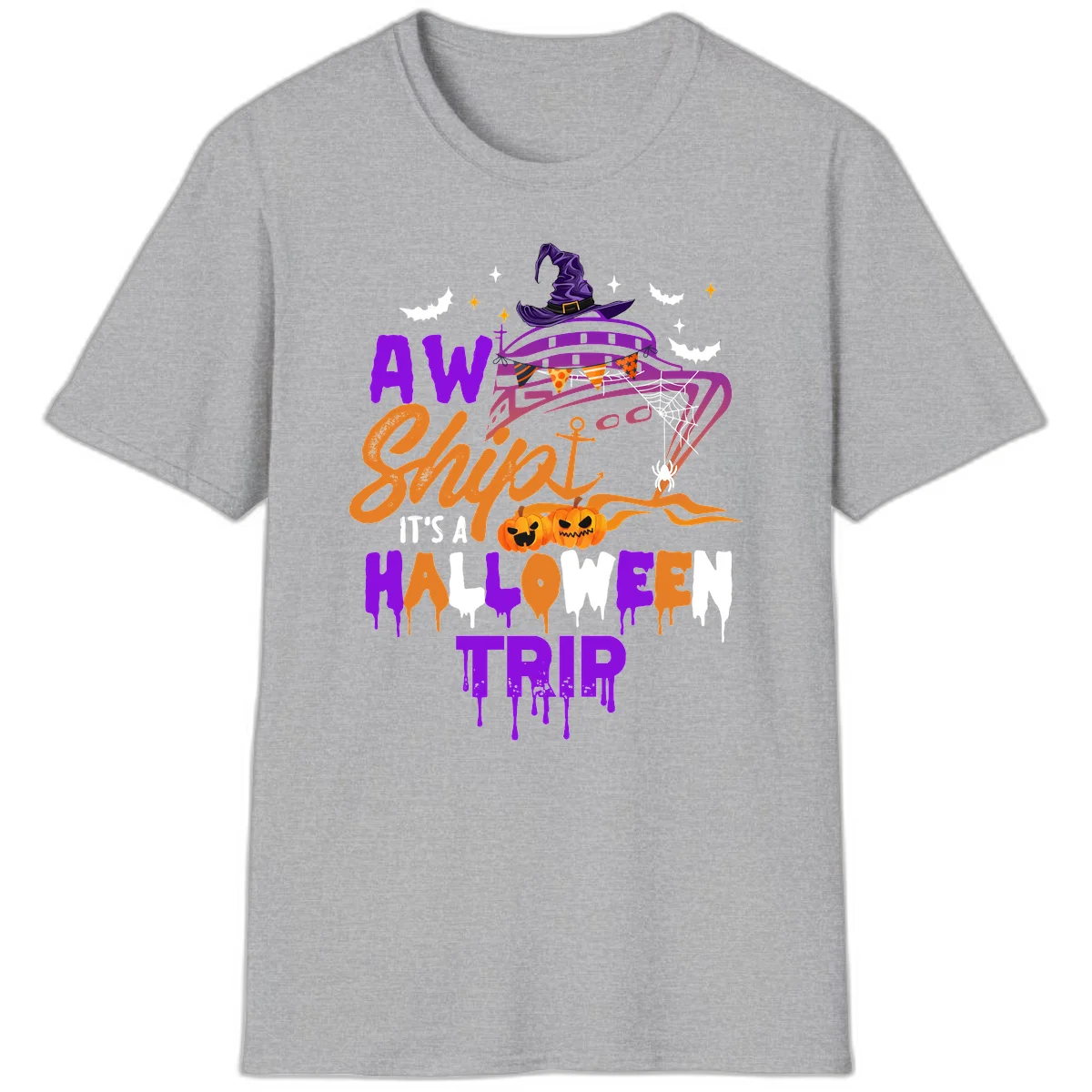 Aw Shiver Me Halloween Trip Fun Cruise T-Shirt in Sport Grey