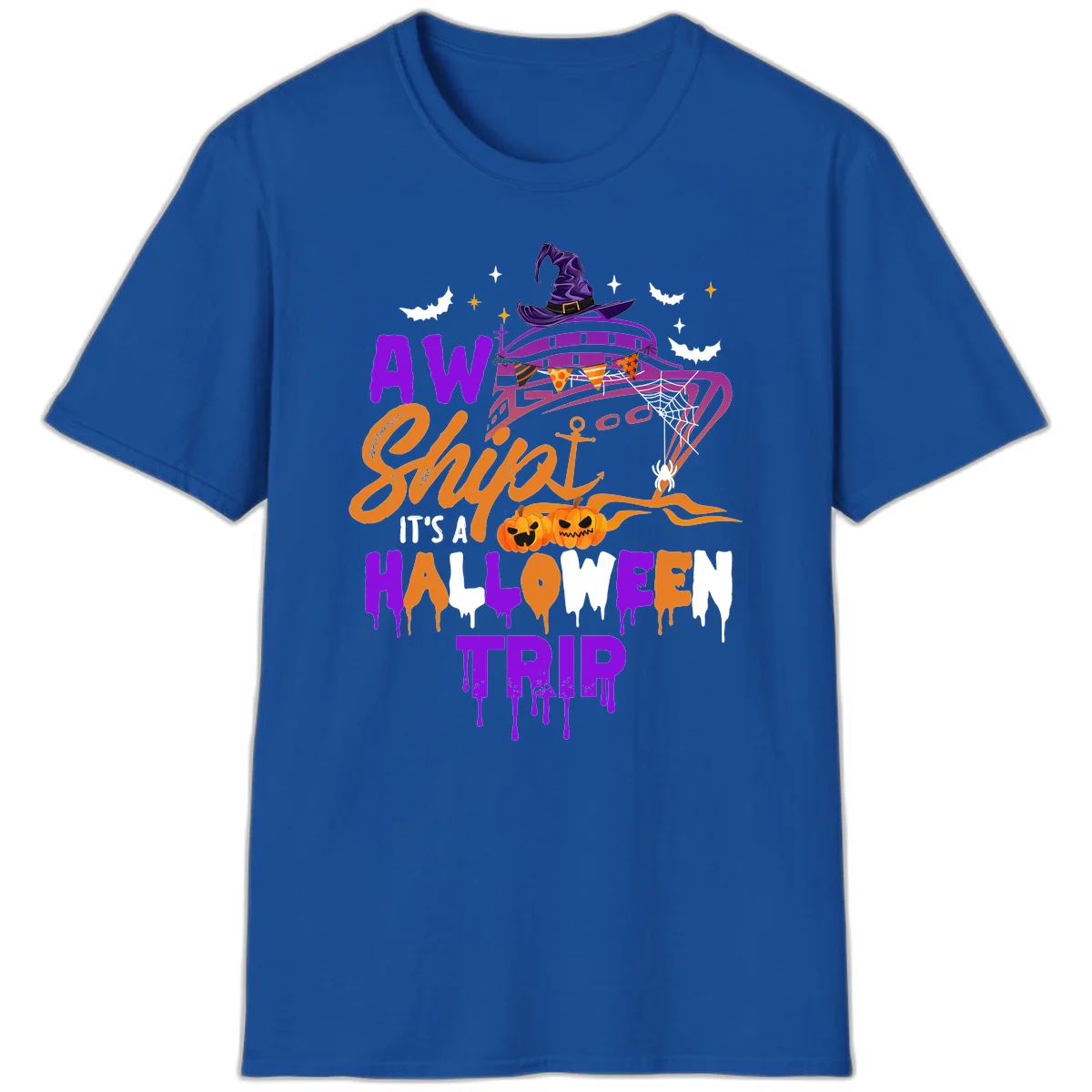 Aw Shiver Me Halloween Trip Fun Cruise T-Shirt in Royal