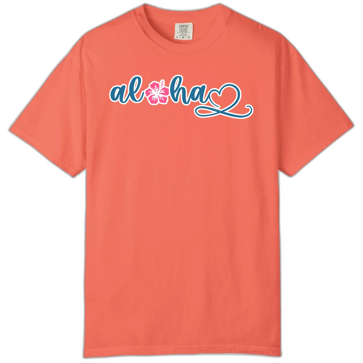 Aloha Vibes Hibiscus Cruise Comfort Color in Bright Salmon