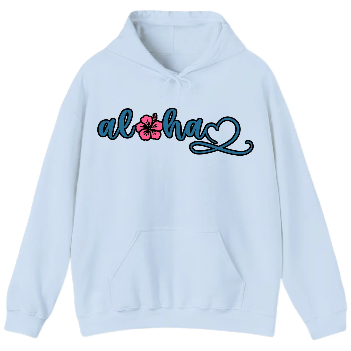 Aloha Vibes Hibiscus Cruise Hoodie in Light Blue