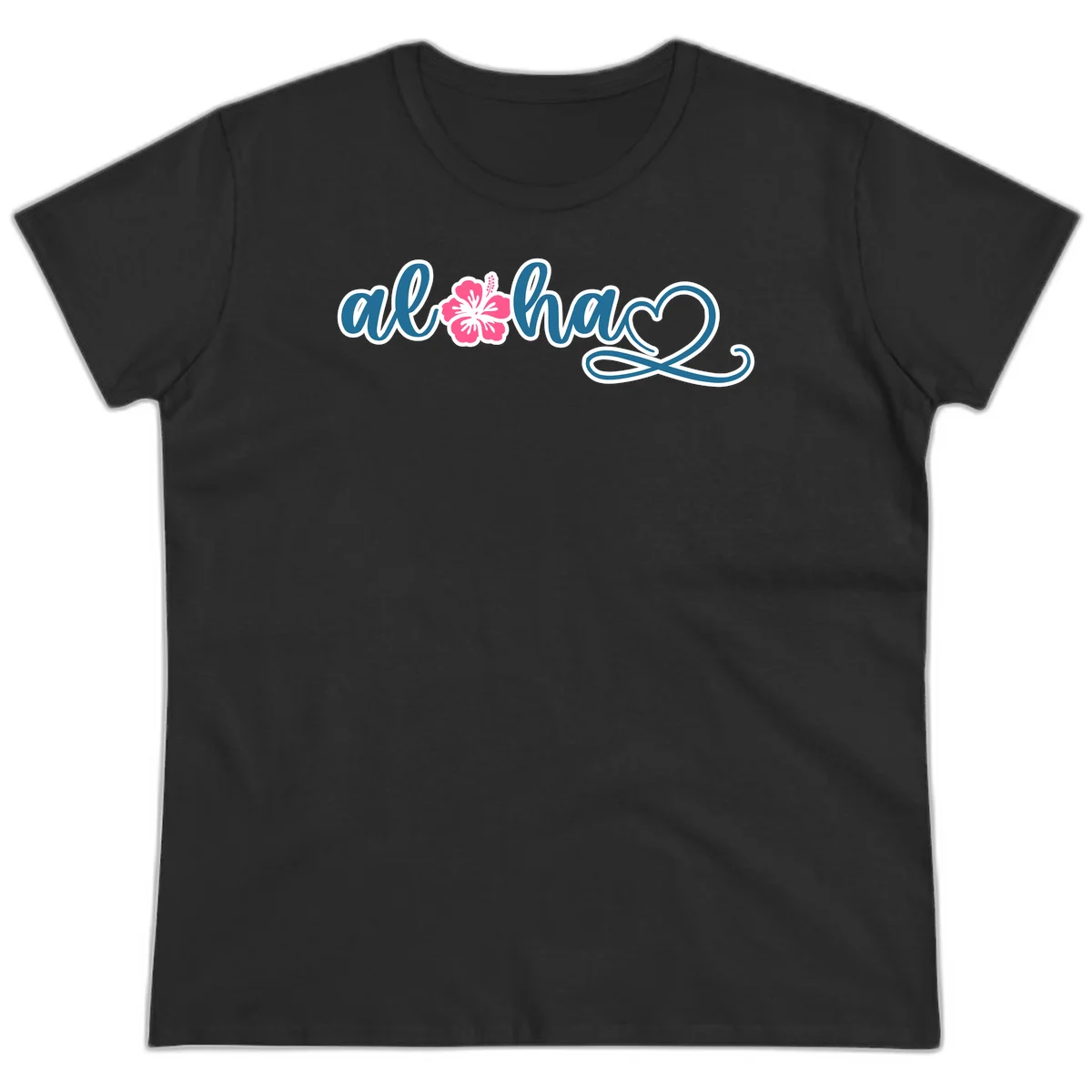 Aloha Vibes Hibiscus Cruise Ladies Tee in Black