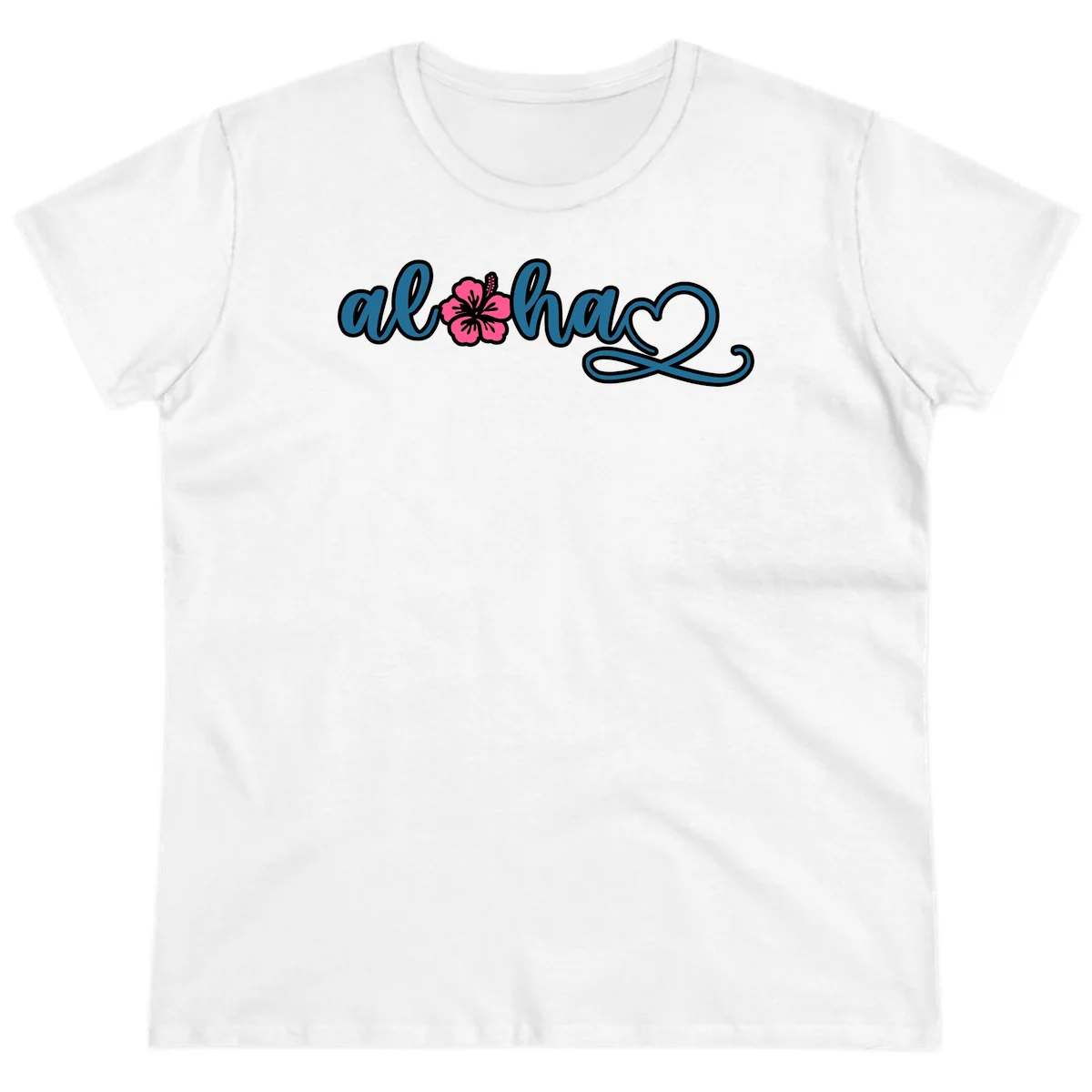 Aloha Vibes Hibiscus Cruise Ladies Tee in White