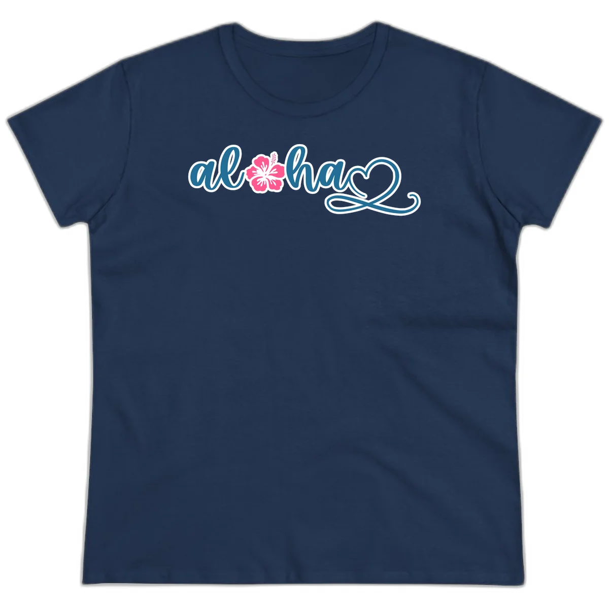 Aloha Vibes Hibiscus Cruise Ladies Tee in Navy