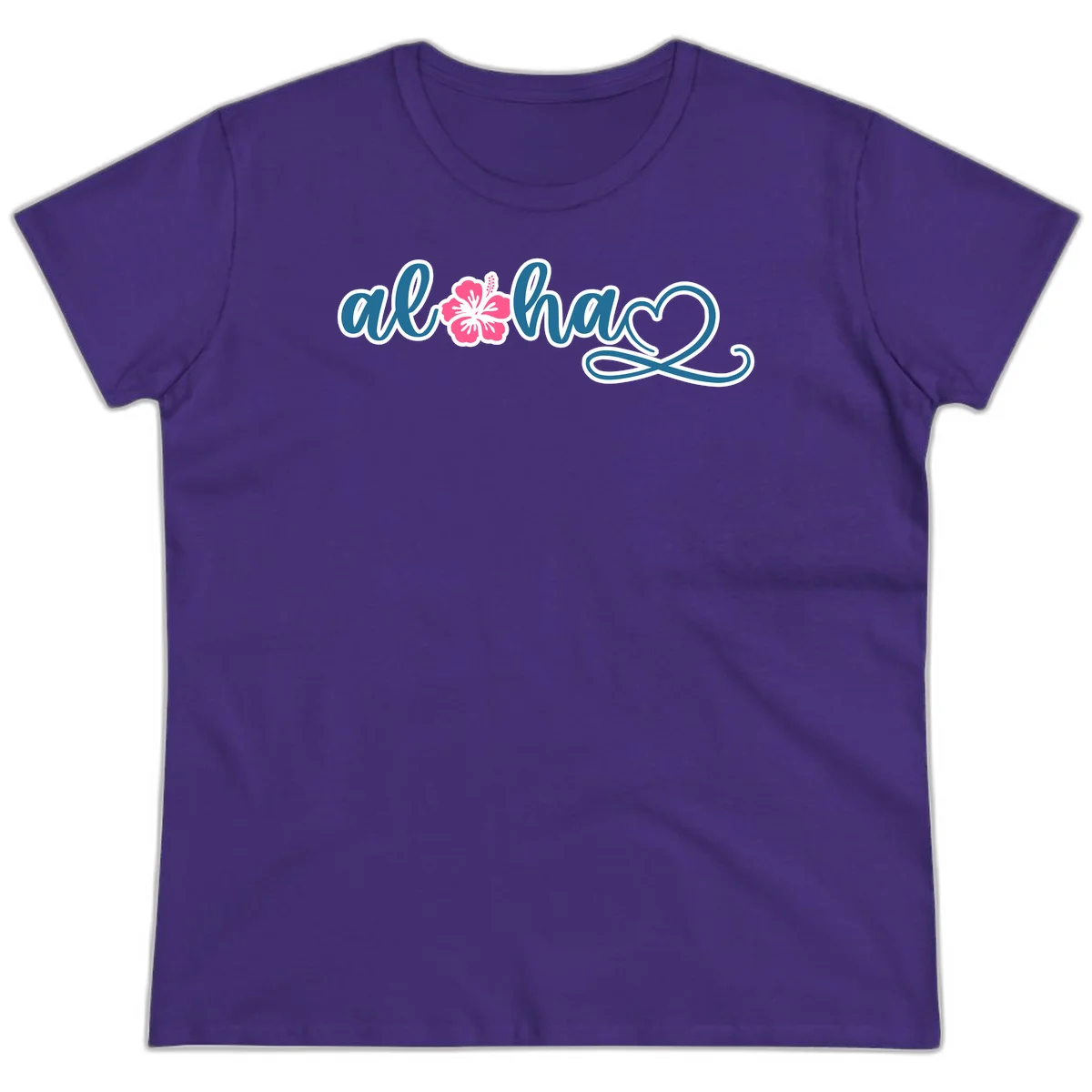 Aloha Vibes Hibiscus Cruise Ladies Tee in Purple