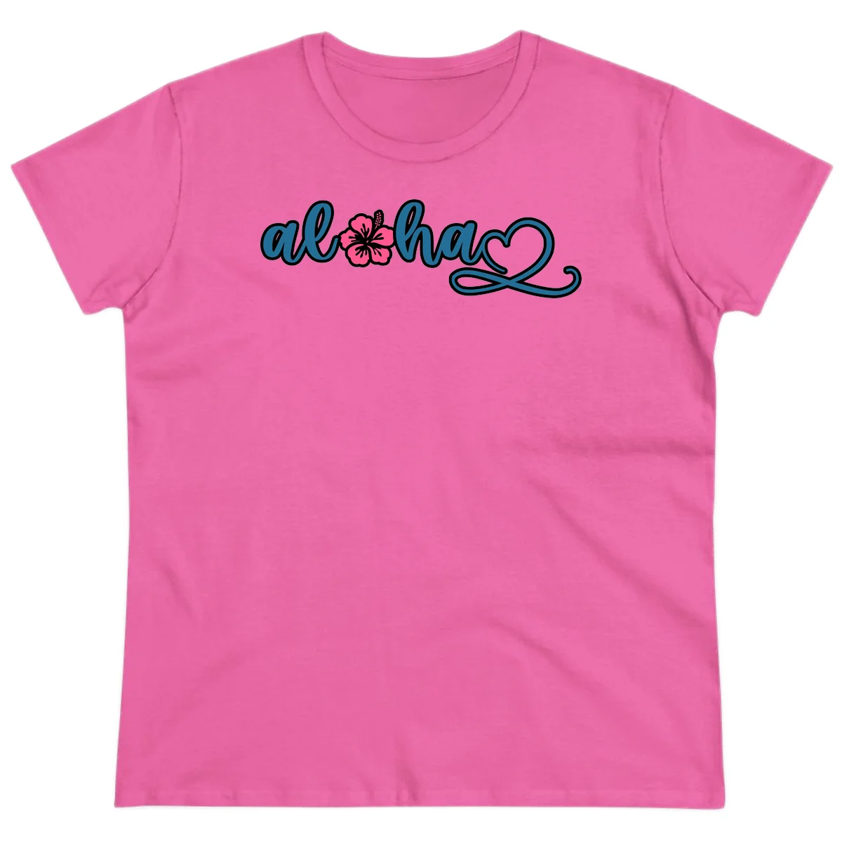 Aloha Vibes Hibiscus Cruise Ladies Tee in Azalea