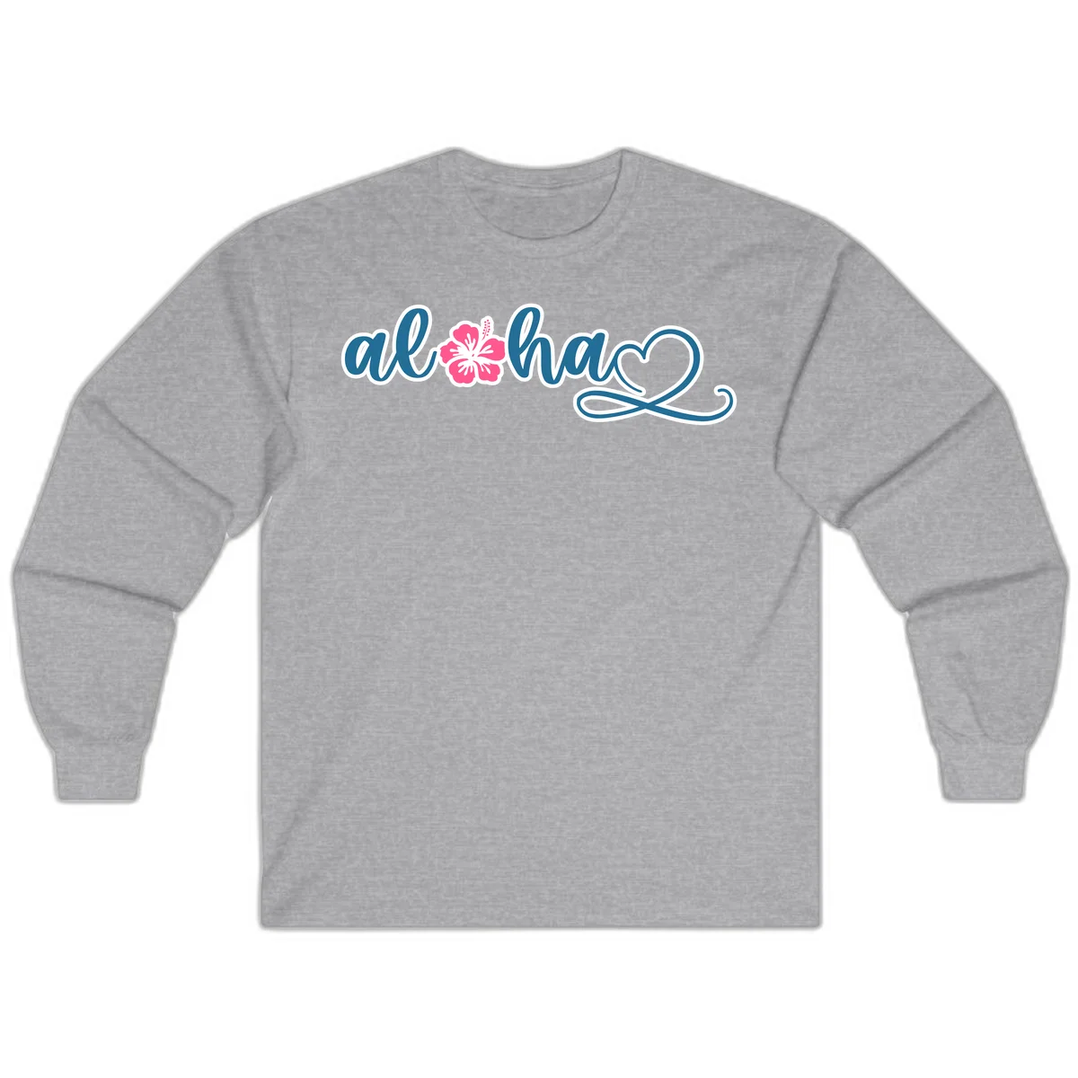 Aloha Vibes Hibiscus Cruise Long Sleeve in Sport Grey