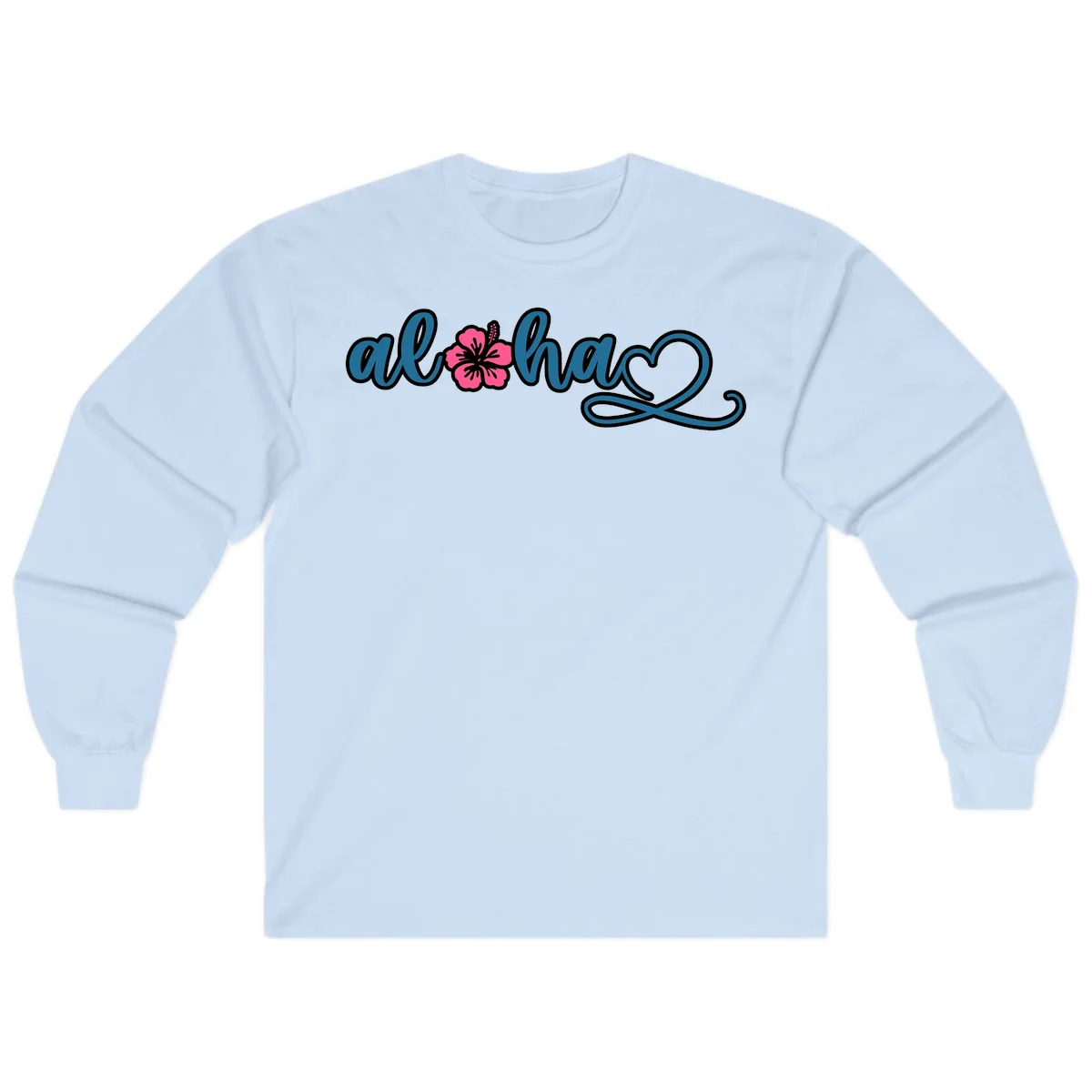Aloha Vibes Hibiscus Cruise Long Sleeve in Light Blue