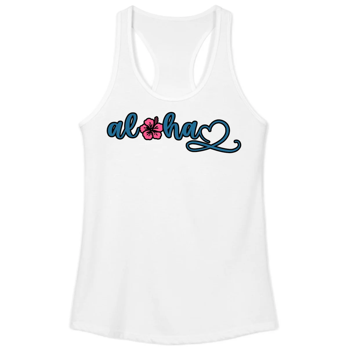 Aloha Vibes Hibiscus Cruise Ladies Tank in White