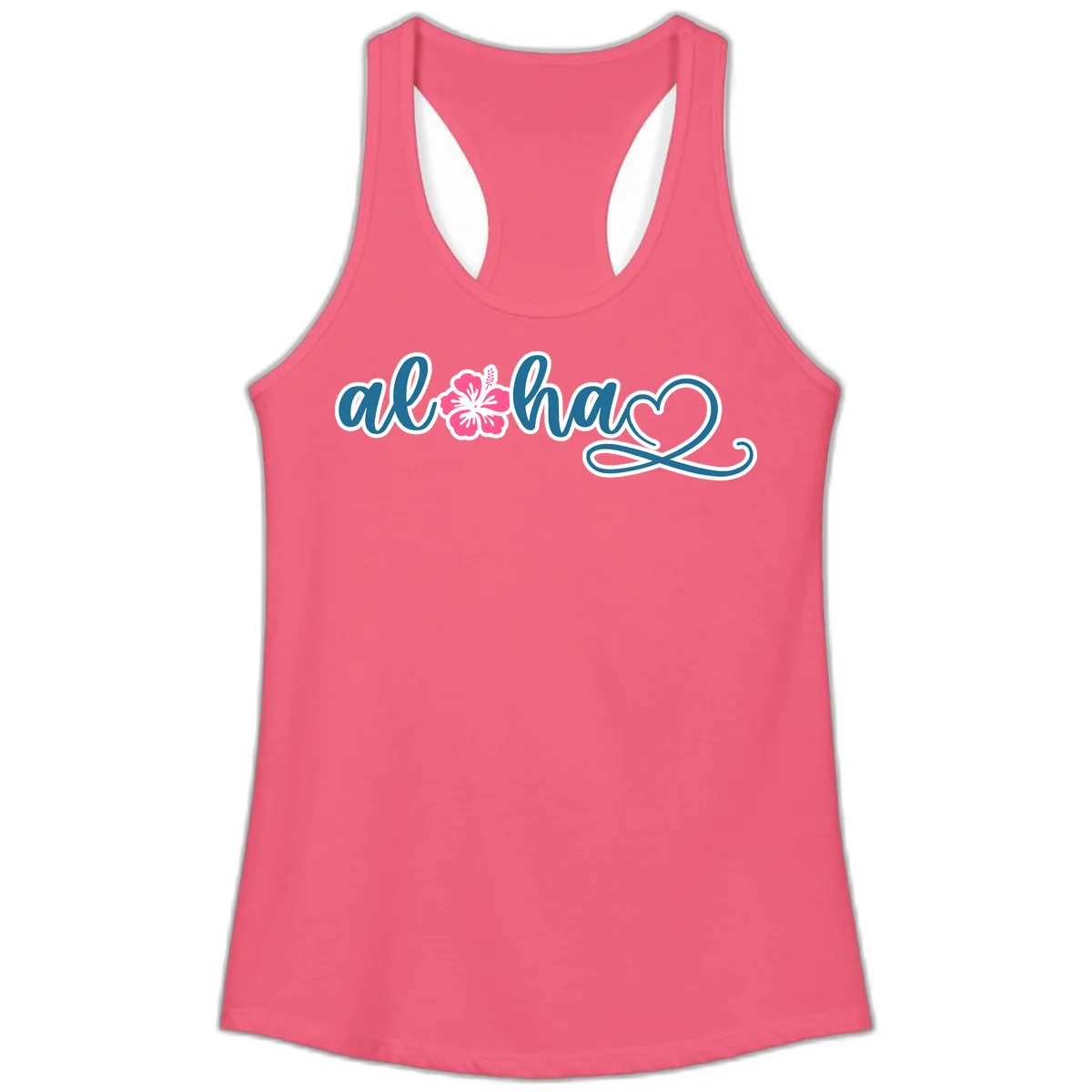 Aloha Vibes Hibiscus Cruise Ladies Tank in Hot Pink