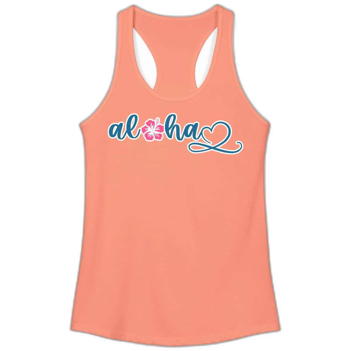 Aloha Vibes Hibiscus Cruise Ladies Tank in Solid Light Orange